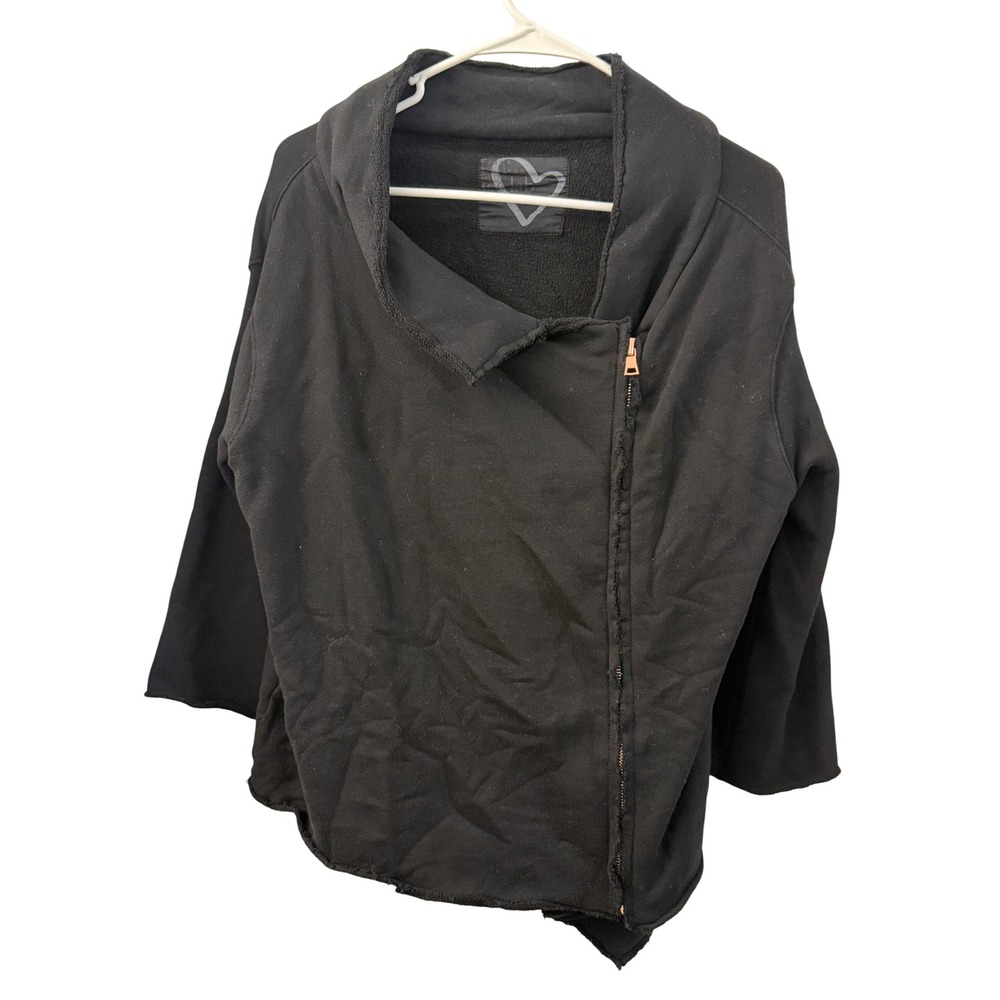 Frank & Eileen Tee Lab Black Asymmetrical Zip Moto Jacket Cotton Small USA Cozy